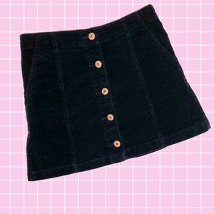Corduroy Navy Blue Button Down Skirt